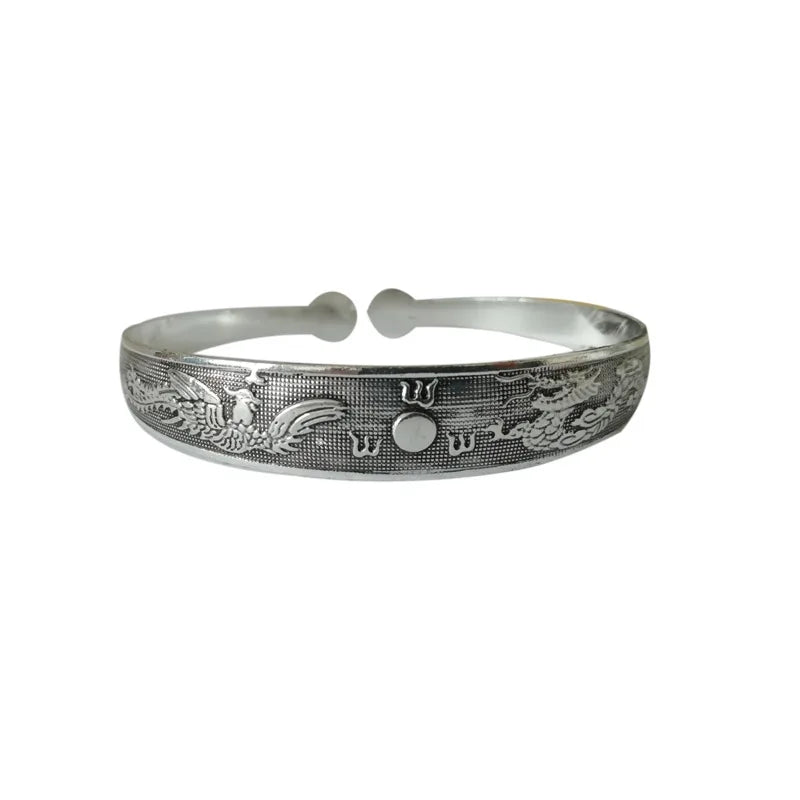 New Retro Cuff Bracelets Tibetan Silver Metal Carving Fish Elephant Flower Bangles Vintage Gypsy Jewelry Female Gifts