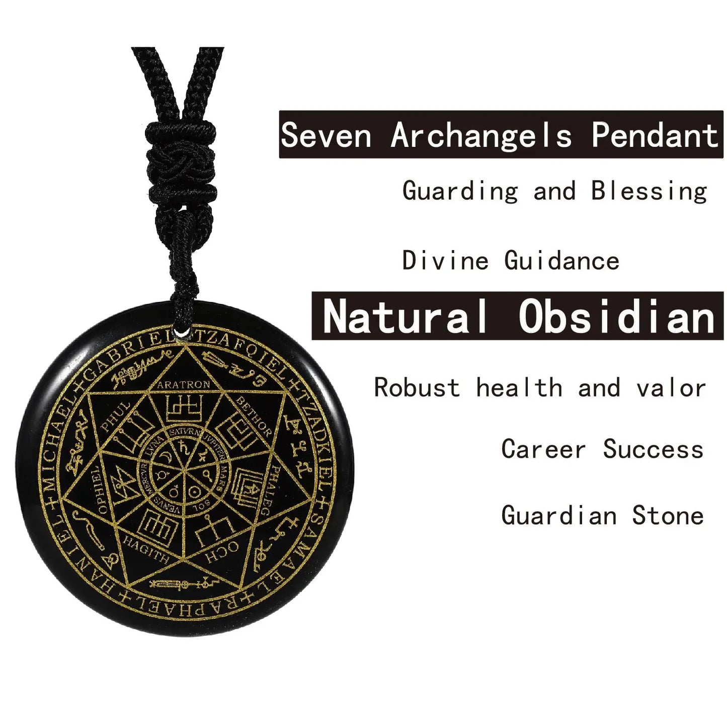 Natural Crystal Quartz Seven Archangels Amulet Necklaces Michael Men Seal of Solomon Talisman Necklace Protection Jewelry Collar