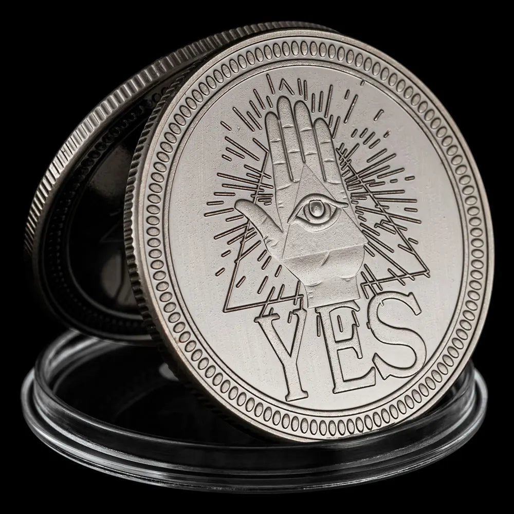 Yes or No Prediction Decision Coin Ouija All-Seeing Eye or Death Gothic Copper Plated Coin Souvenir Commemorative Coin
