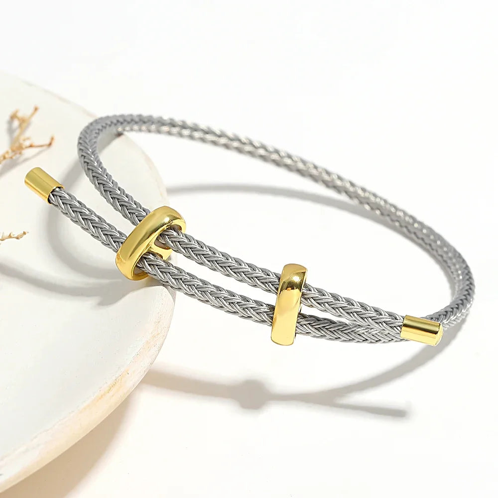 Greatera Trendy Red Thread String Bracelets for Women Men Stainless Steel Braided Rope Adjustable Charm Bracelet Unisex Jewelry