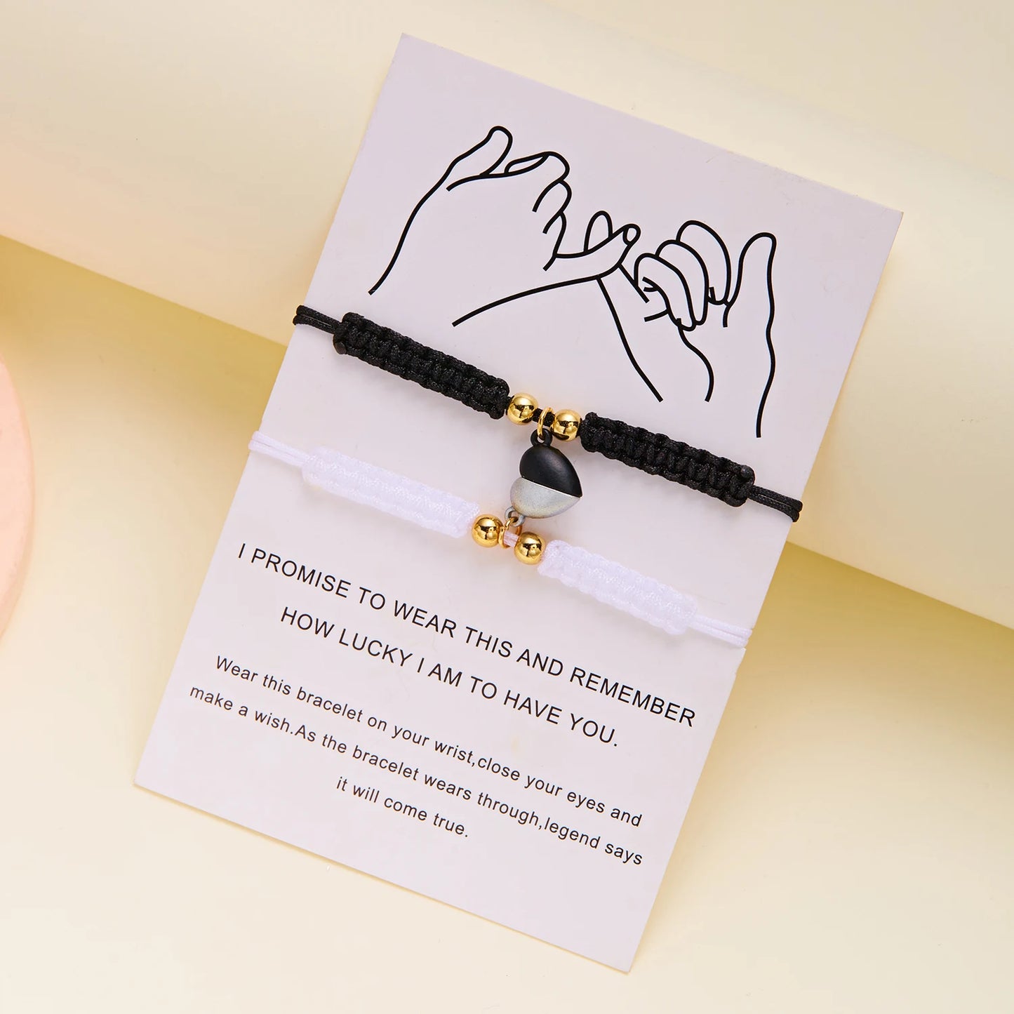 2 PCS Simple Lucky Red Rope Braided Bracelet for Women Men Romantic Heart Magnetic Couple Matching Bracelets Friendship Jewelry