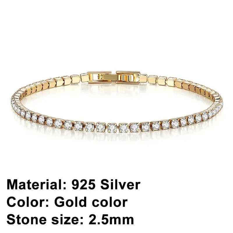 New 925 Pure Silver Rose Gold Bracelet Shining Classic Hip Hop Crystal Tennis Bracelet Women's Jewelry Fashion Wedding Gift