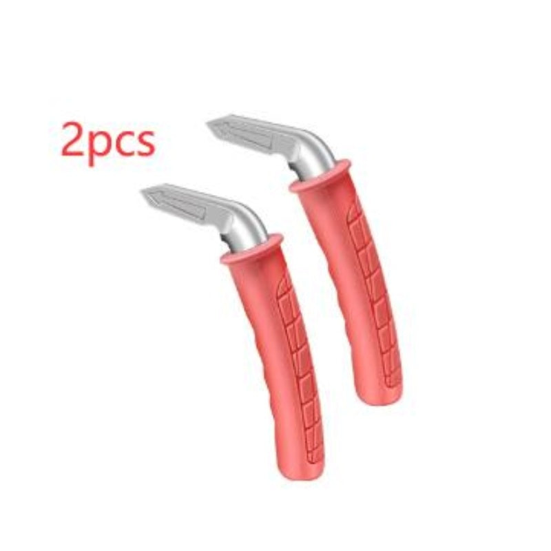 Pair of red ergonomic vehicle support handles with anti-slip grip and metal tip, designed for easy car entry and exit assistance.