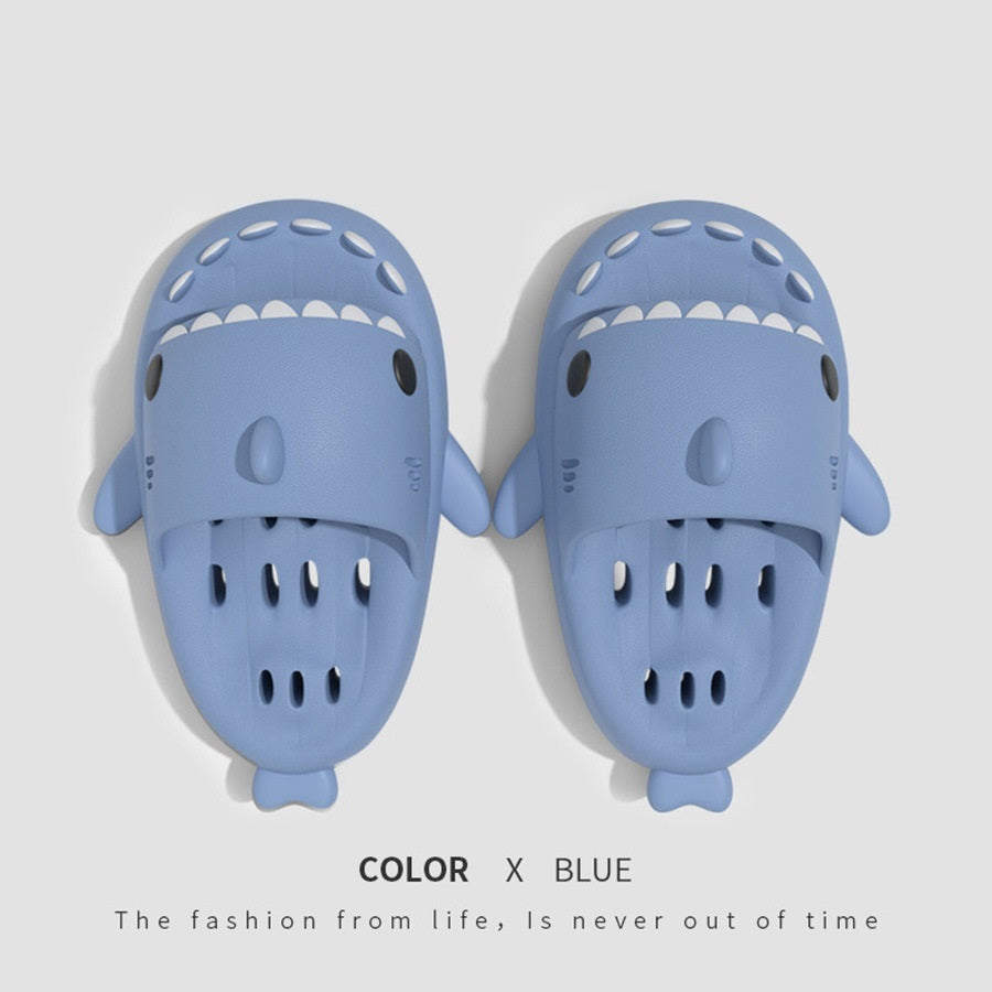 Blue cute slippers .