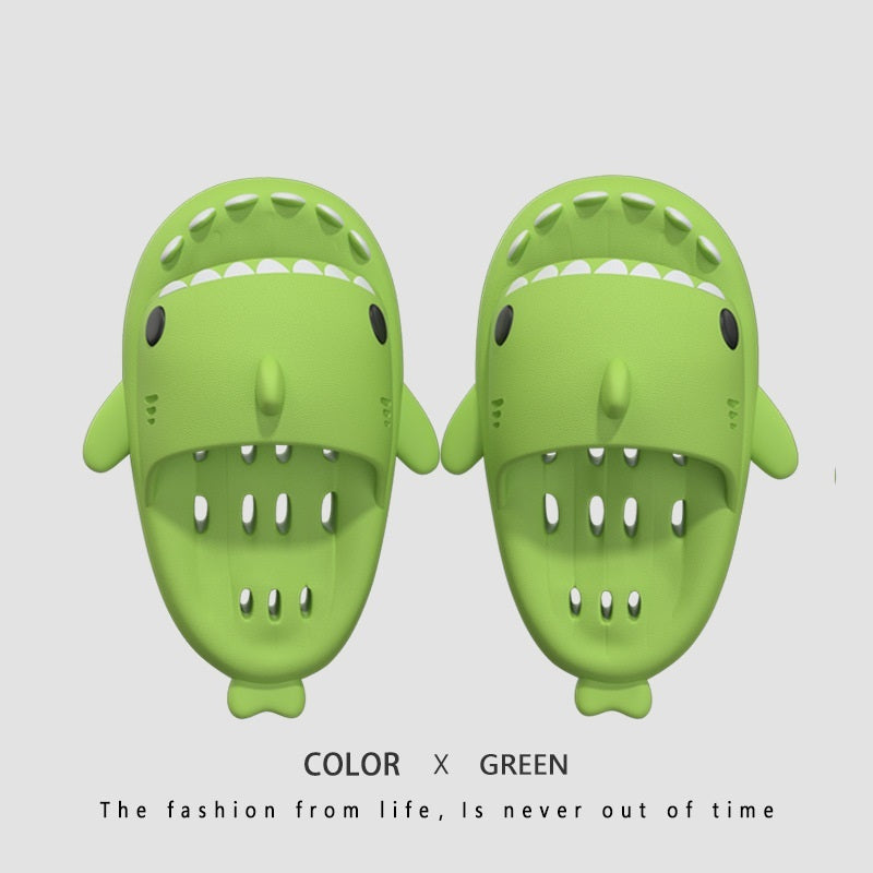 Green cute slippers .