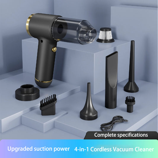 4-in-1 Cordless Vacuum Cleaner with various attachments on a blue background