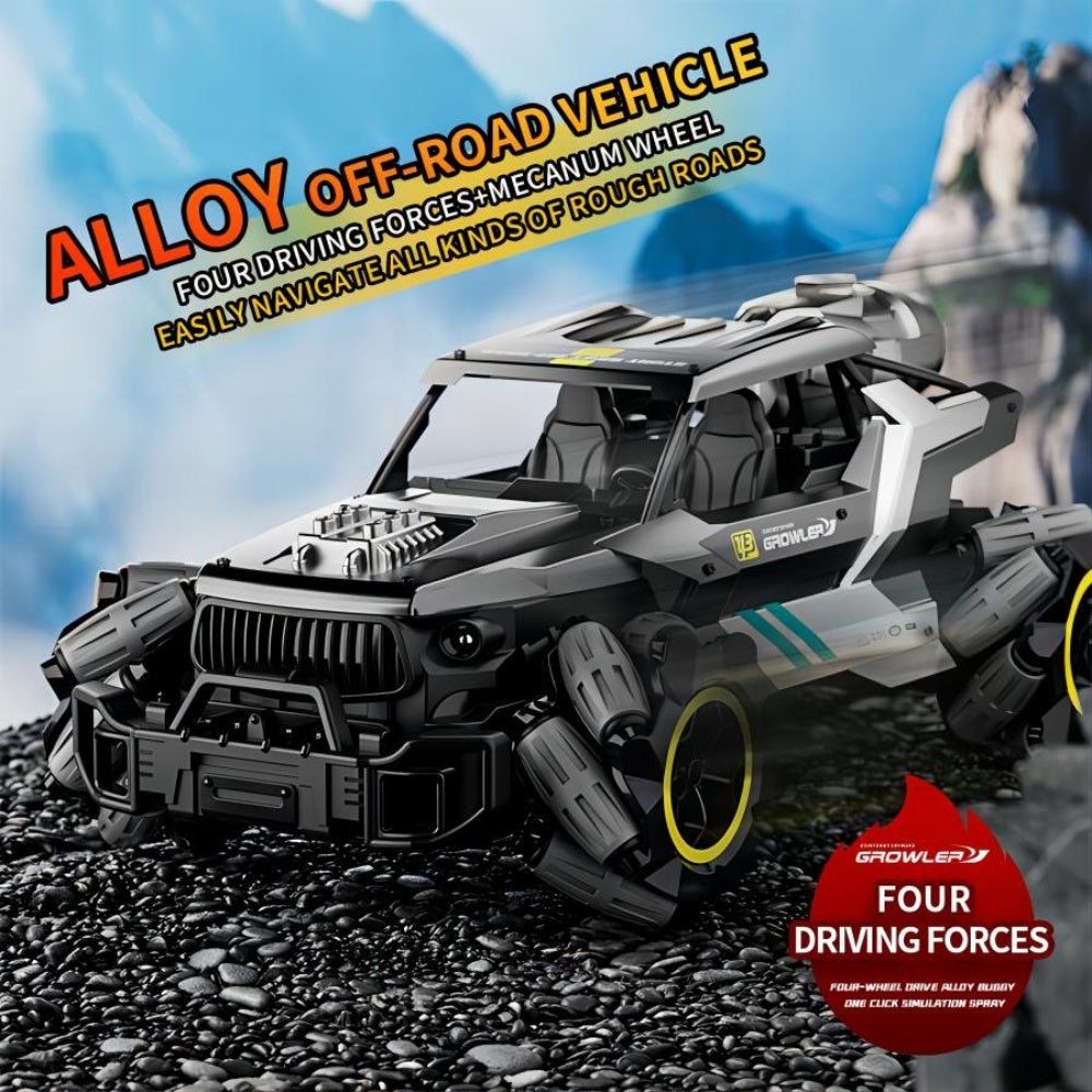 Alloy RC off-road vehicle with four driving forces and Mecanum wheels for rough terrain