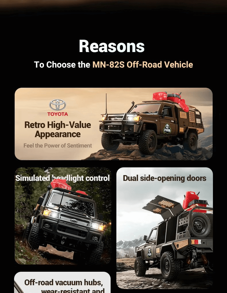 MN82S RC Truck 1/12 Scale 2.4G 4WD Toyota LC79 Off-Road Car