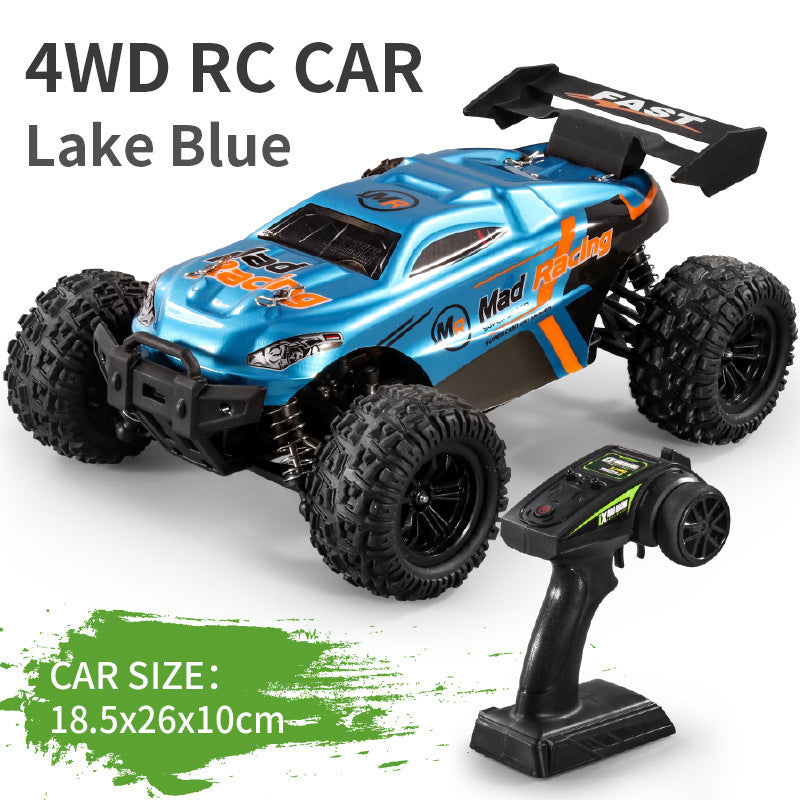 Lake Blue 4WD RC Car with remote control on a white background