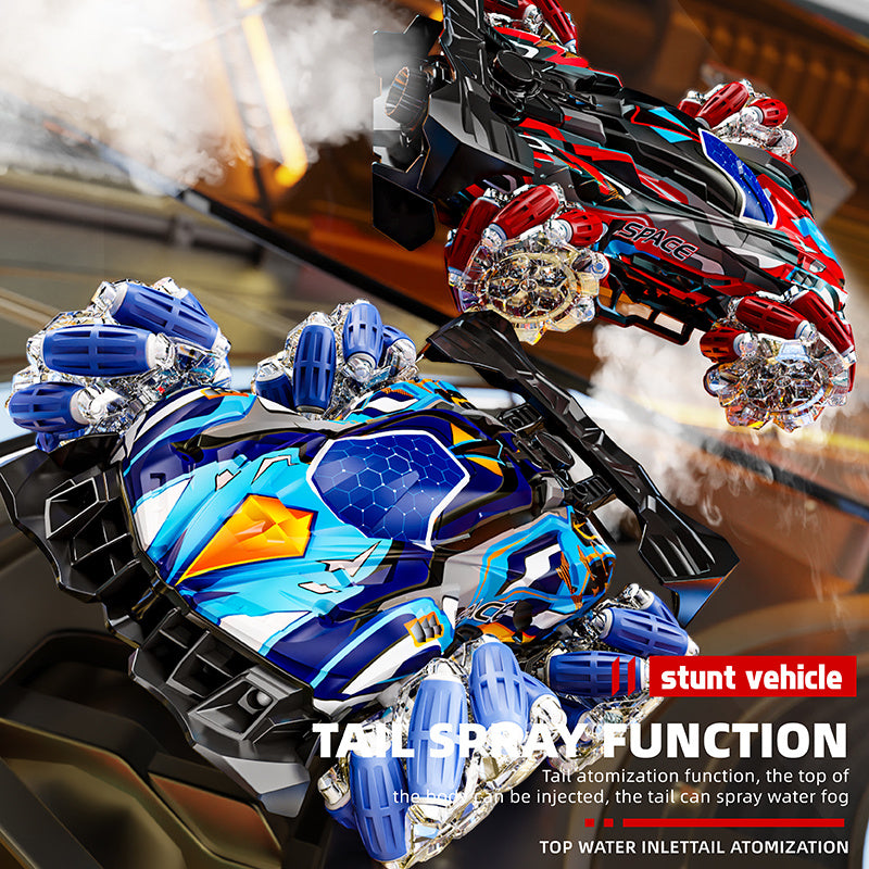 RC stunt cars with tail spray function and glowing wheels