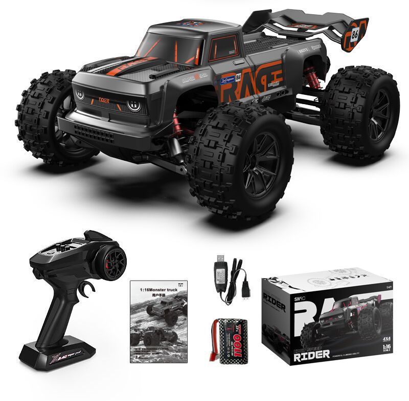 RC monster truck with controller and packaging kit