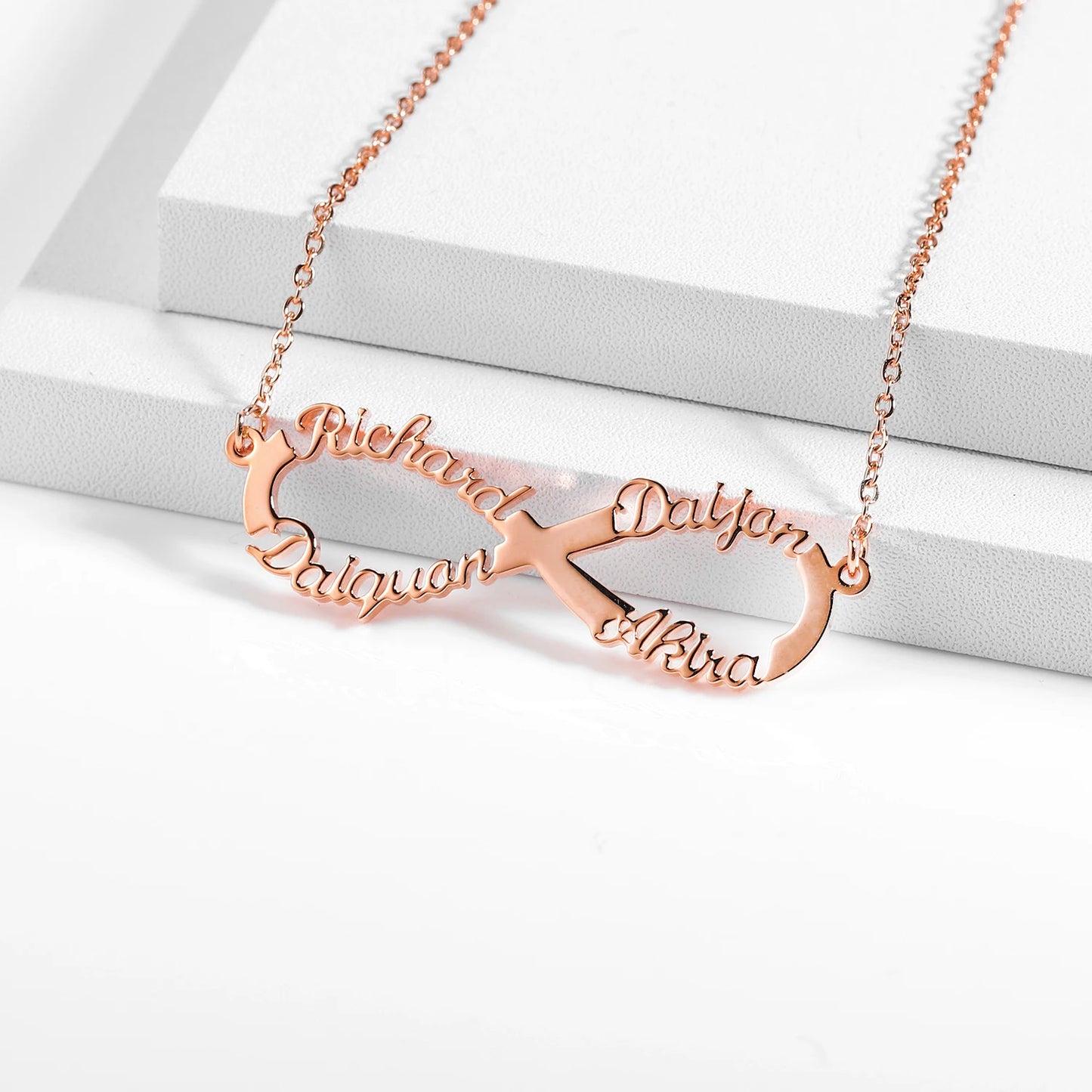 Customize Name Necklace Infinite loop Necklace Personalized Gold Stainless Steel Custom Name Jewelry1-4 Names Choker Women Gifts