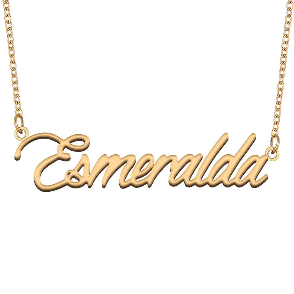 Esmeralda Personalized Name Necklace for Women Lightweight Nameplate Stainless Steel Daily Wear Birthday Gift