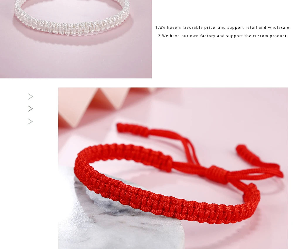 Braided Red String Bracelets & Bangles Tibetan Buddhist Adjustable Knot Handmade Bracelet Wrist Jewelry Gifts For Love Good Luck