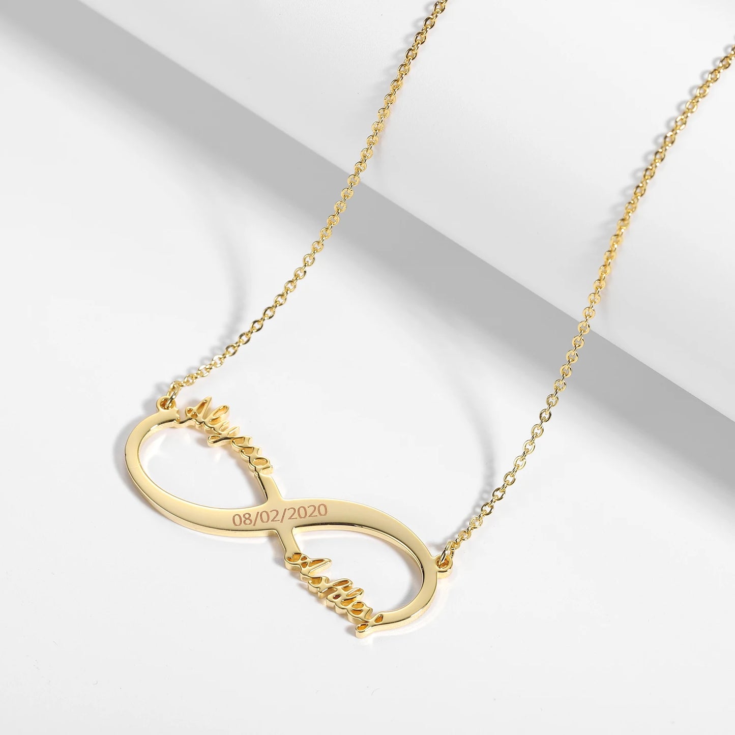 Personalized Infinity Pendant Necklace Engraved Date Stainless Steel Custom Name Couple Necklace Jewelry Best Friend Mother Gift