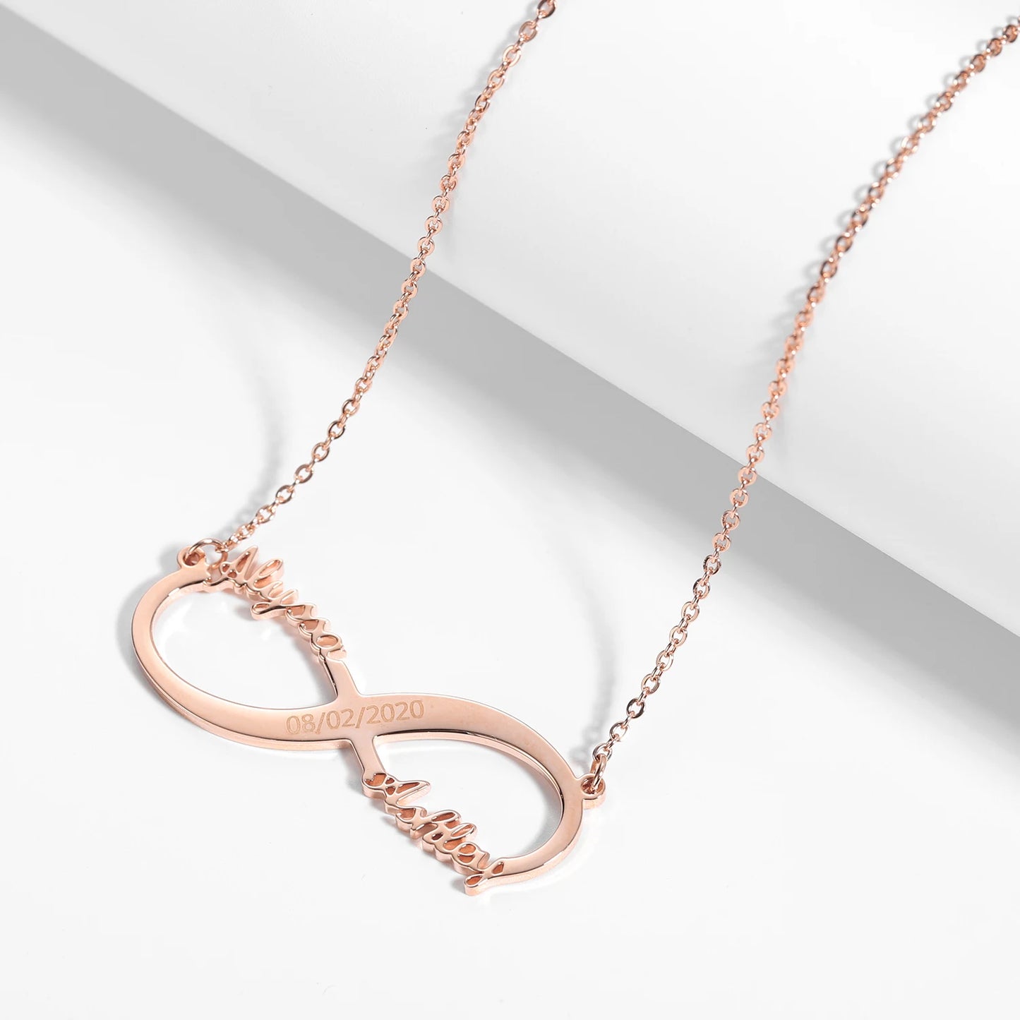 Personalized Infinity Pendant Necklace Engraved Date Stainless Steel Custom Name Couple Necklace Jewelry Best Friend Mother Gift