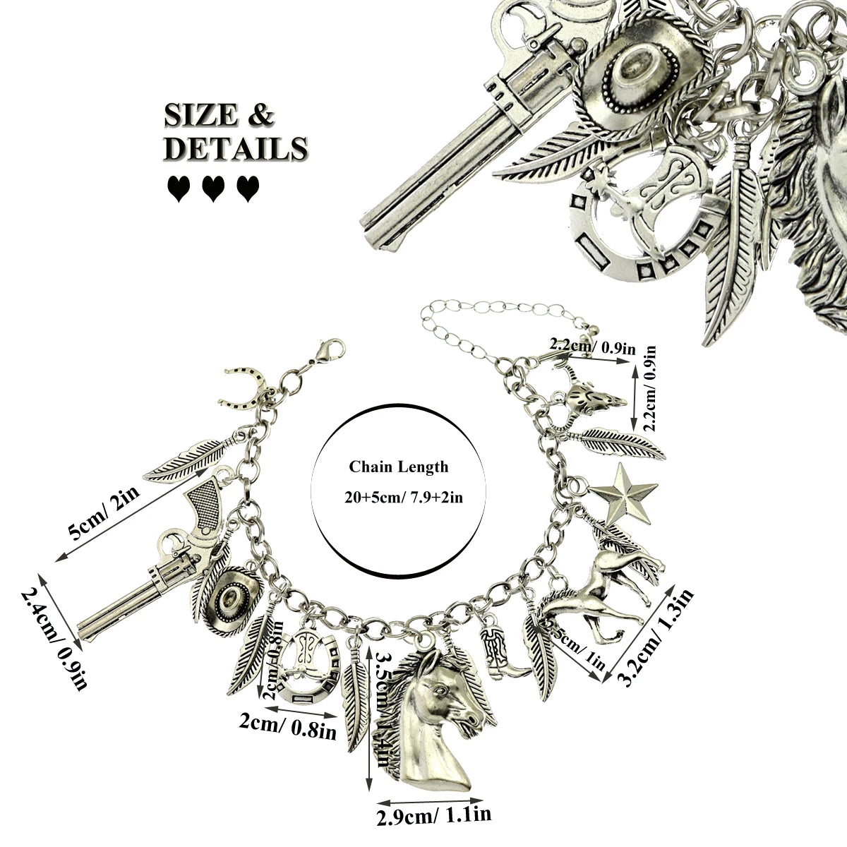 Cat Pendant Charm Chain Link Bracelets For Women Cowgirl Cuff Bangles Party Gift Fashion Jewelry Pulseira Feminina Dropshipping