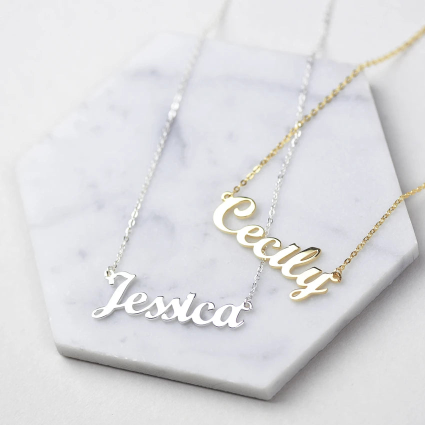 DUOYING Custom Name Necklace With Heart Personlized Customized Nameplate Pendant Necklace For Women Girl Stainless Steel Jewelry