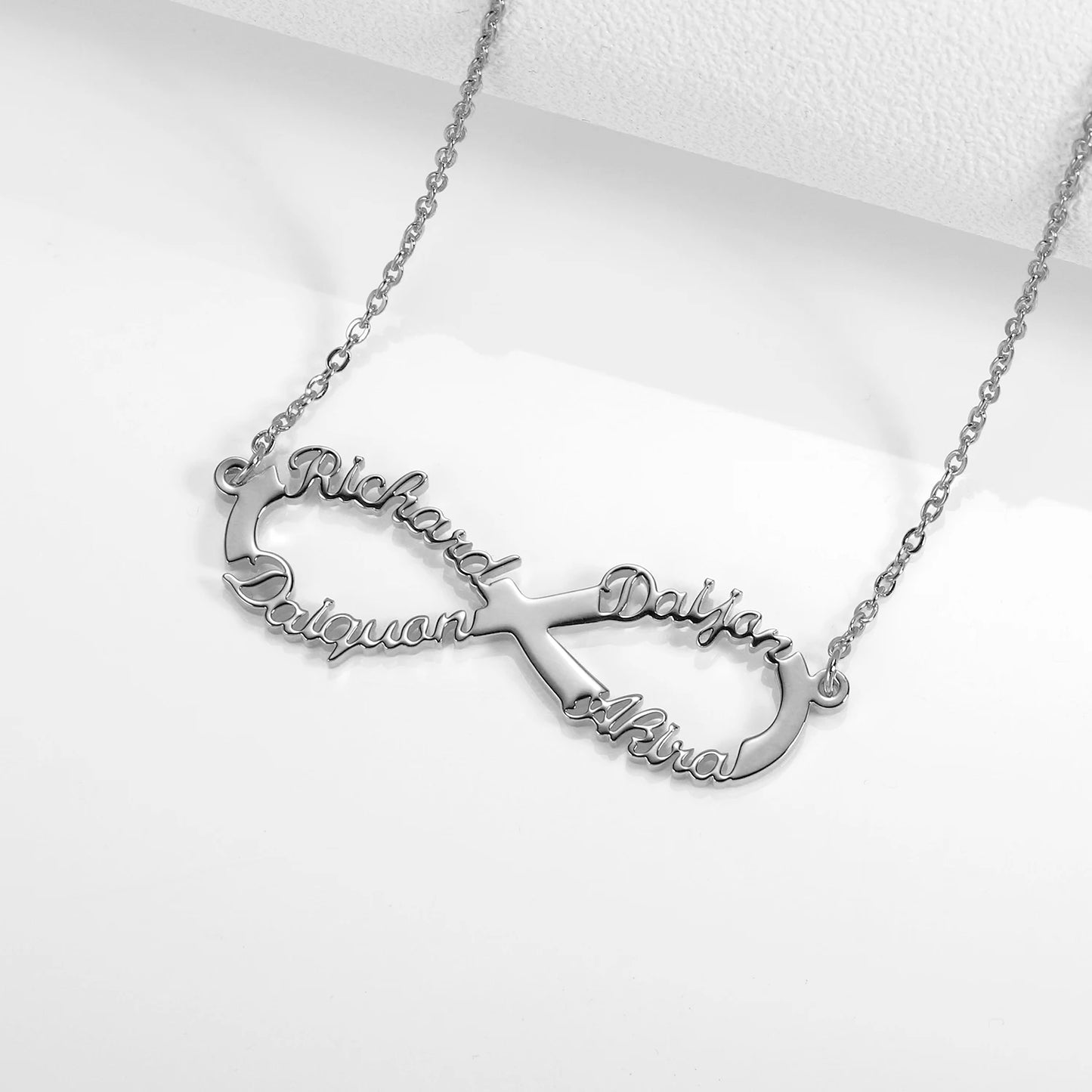 Customize Name Necklace Infinite loop Necklace Personalized Gold Stainless Steel Custom Name Jewelry1-4 Names Choker Women Gifts