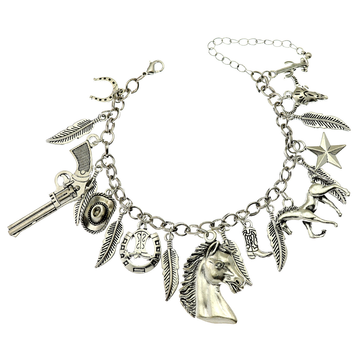 Cat Pendant Charm Chain Link Bracelets For Women Cowgirl Cuff Bangles Party Gift Fashion Jewelry Pulseira Feminina Dropshipping