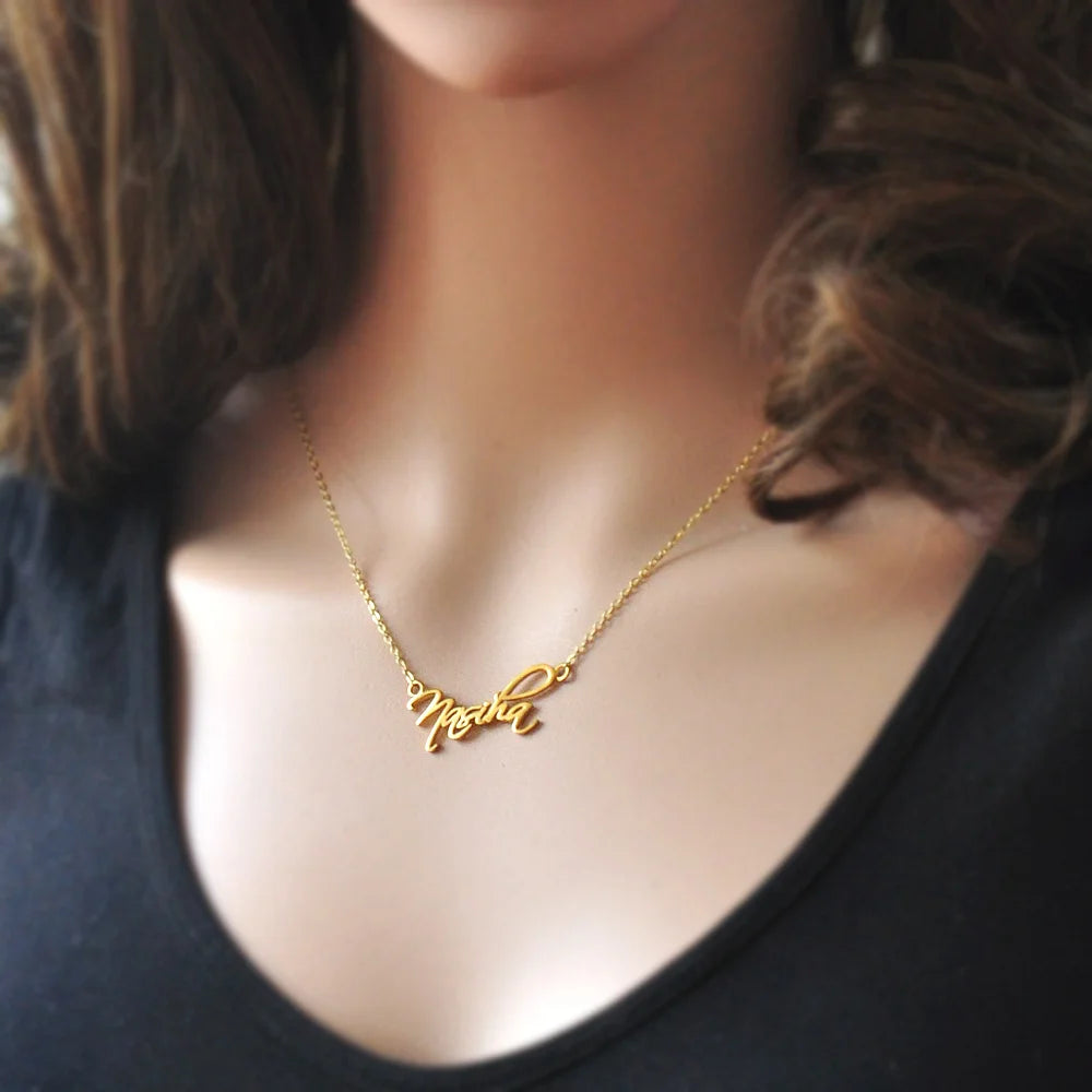 DUOYING Custom Name Necklace With Heart Personlized Customized Nameplate Pendant Necklace For Women Girl Stainless Steel Jewelry
