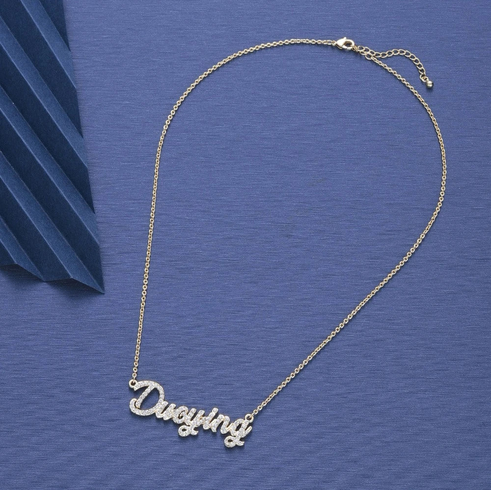 Duoying Initial Letters Pendant 925 Sterling Silver Zirconia Necklaces Women Personalized Rhinestone Necklace with Names
