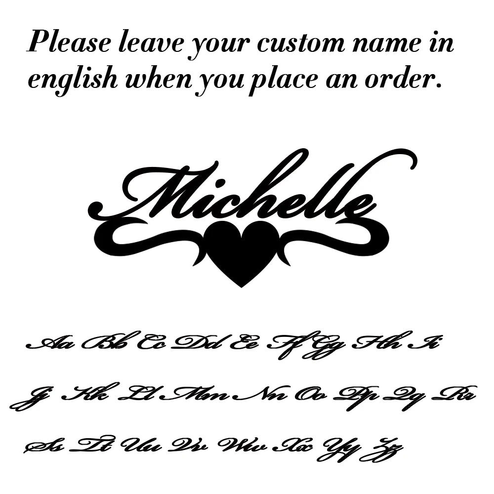 Decorative text with the name 'Michelle' and a heart symbol on a white background.