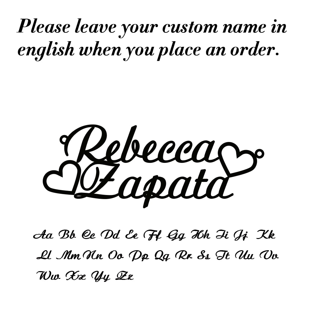 Personalized name 'Rebecca Zapata' with heart designs on a white background