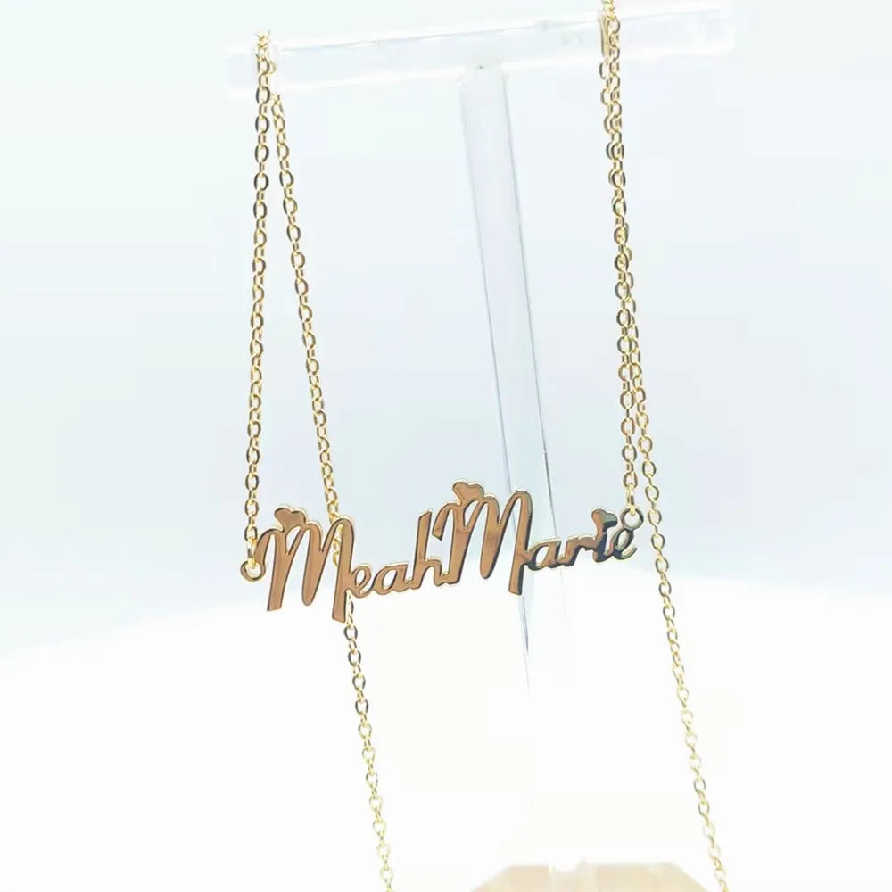 DUOYING Custom Name Necklace With Heart Personlized Customized Nameplate Pendant Necklace For Women Girl Stainless Steel Jewelry
