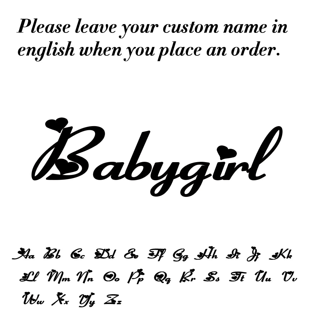 Decorative text 'Babygirl' with customizable name options on a white background
