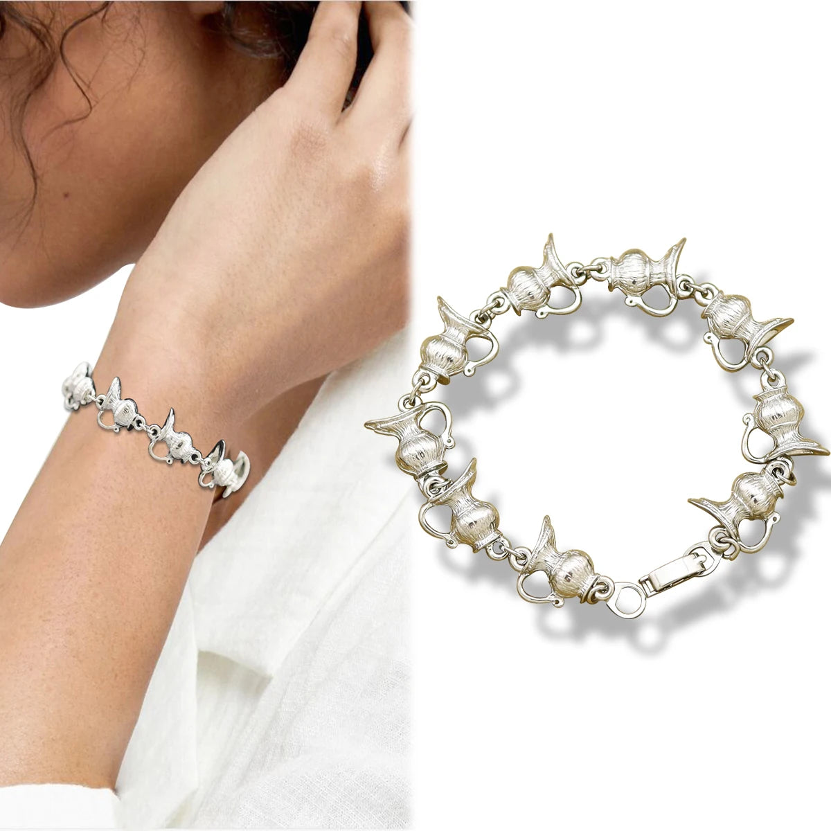 Cat Pendant Charm Chain Link Bracelets For Women Cowgirl Cuff Bangles Party Gift Fashion Jewelry Pulseira Feminina Dropshipping