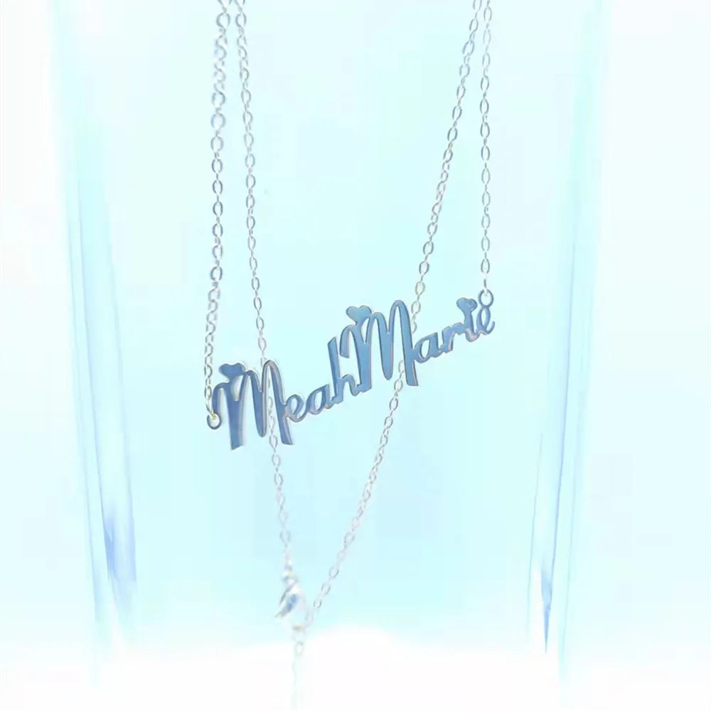 DUOYING Custom Name Necklace With Heart Personlized Customized Nameplate Pendant Necklace For Women Girl Stainless Steel Jewelry
