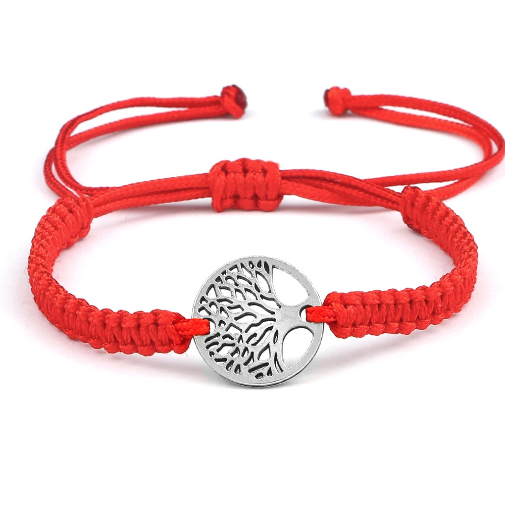 2pcs/set Red Black Life Tree Thread Bracelet Men Handwoven Braided Adjustable Tibetan Buddhist Bracelet Women Lover Jewelry Gift