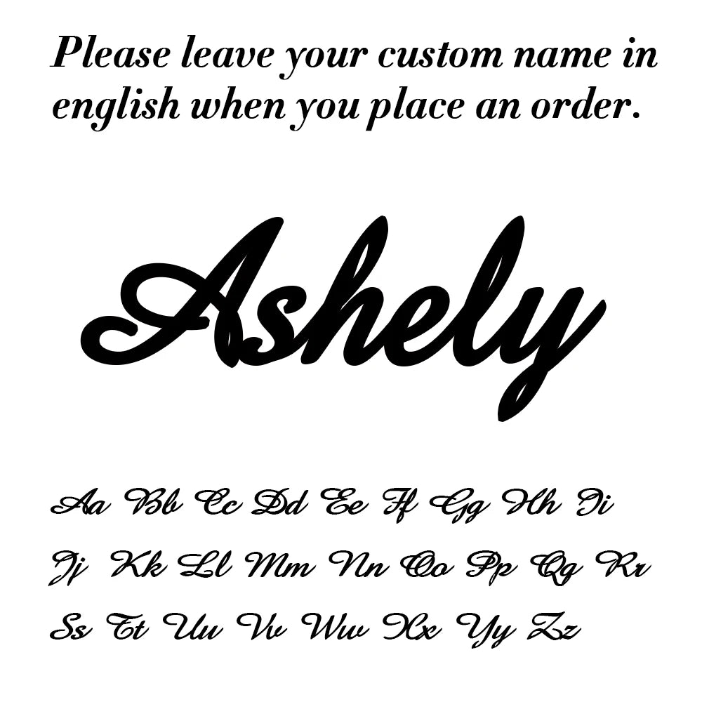 Text overlay with the name 'Ashely' and a list of letters on a white background