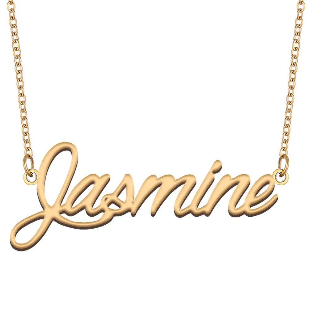 Jasmine Personalized Name Necklace Gold Plated Lightweight Stainless Steel for Women Daily Wear Gift for Mom Birthday