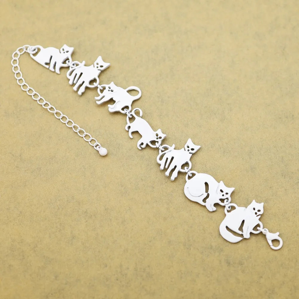 Cat Pendant Charm Chain Link Bracelets For Women Cowgirl Cuff Bangles Party Gift Fashion Jewelry Pulseira Feminina Dropshipping