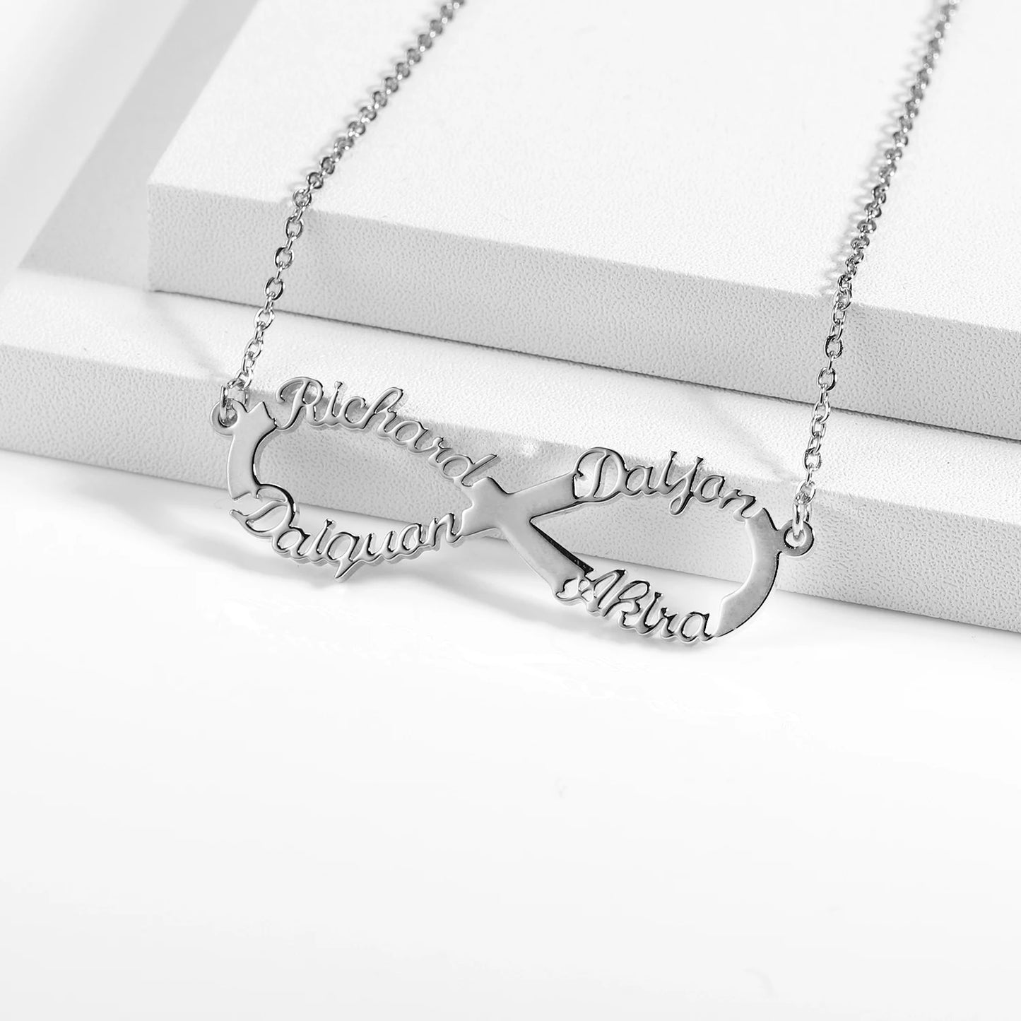 Customize Name Necklace Infinite loop Necklace Personalized Gold Stainless Steel Custom Name Jewelry1-4 Names Choker Women Gifts