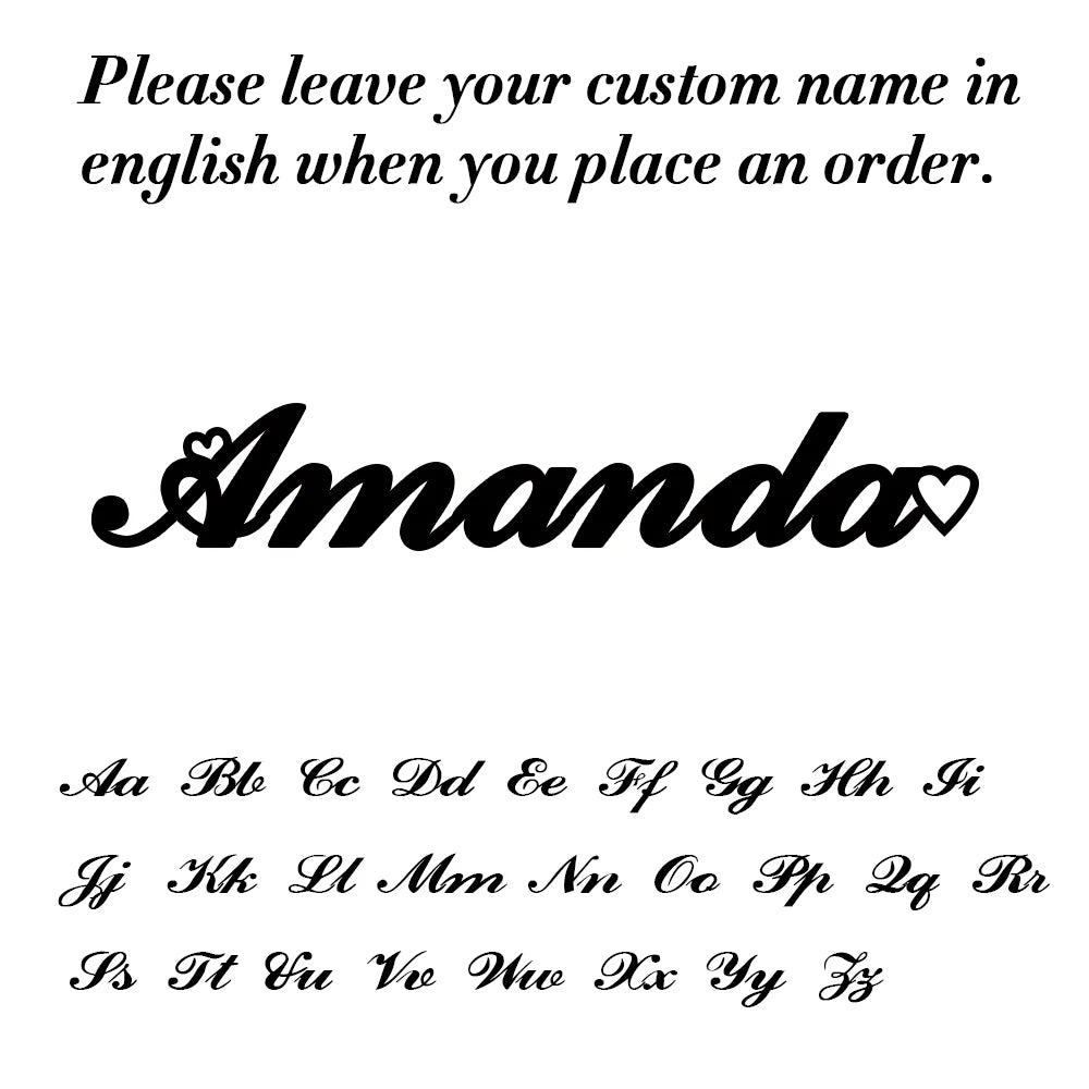 Personalized name 'Amanda' with a list of letters on a white background