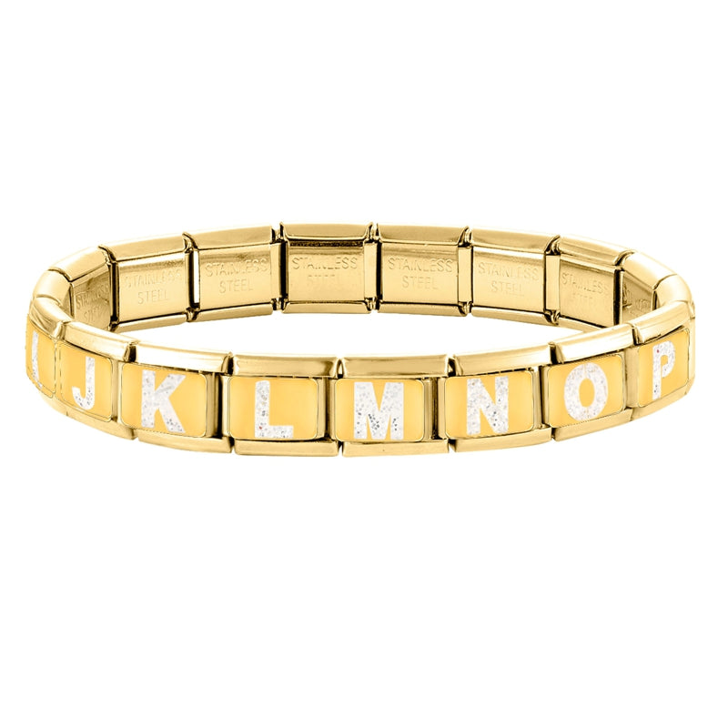 Fashion Golden 26 Letters A-Z Italian Links Charm Beads 9mm Stainless Steel Bracelet Jewelry DIY Hand Making Wholesale