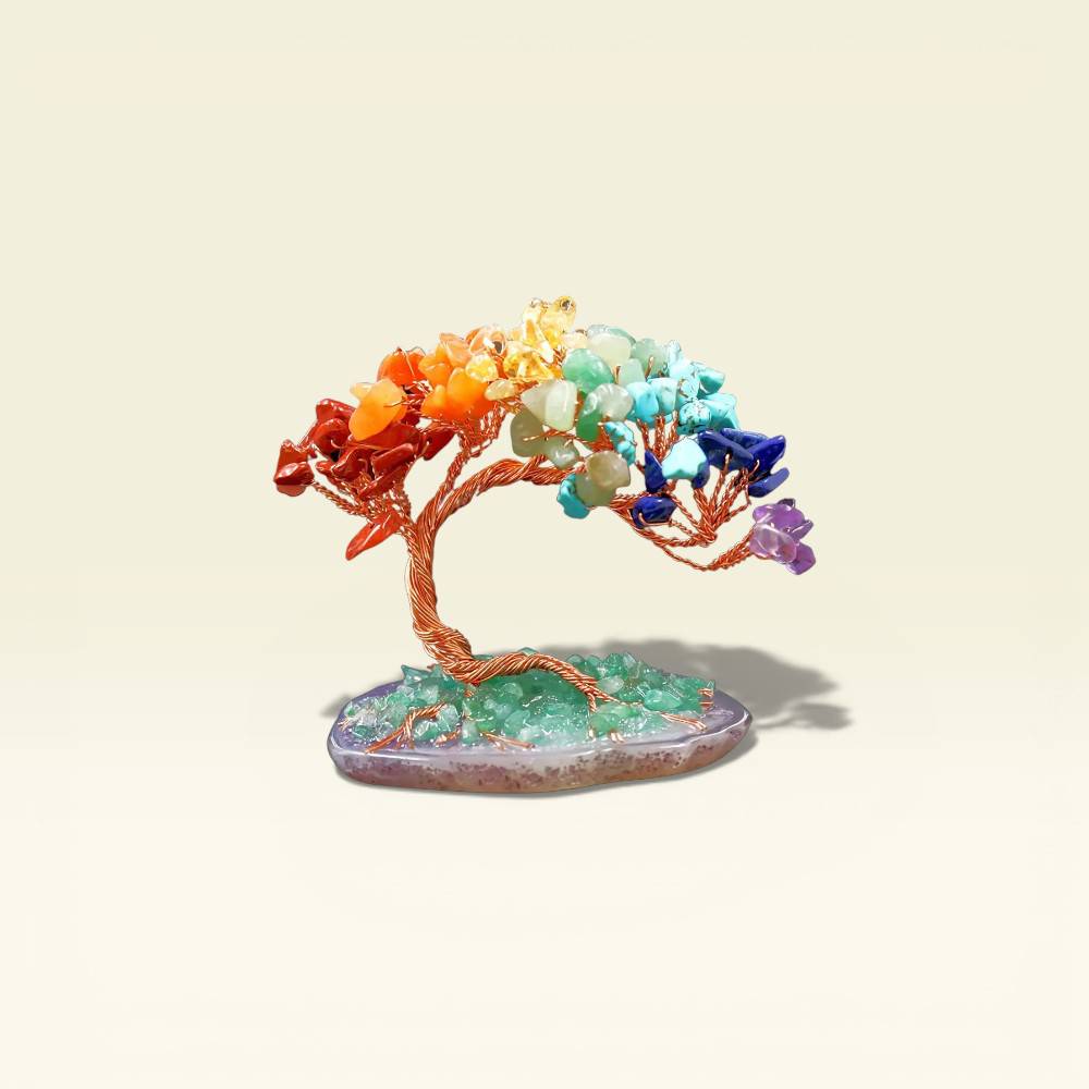 Colorful crystal tree on a beige background