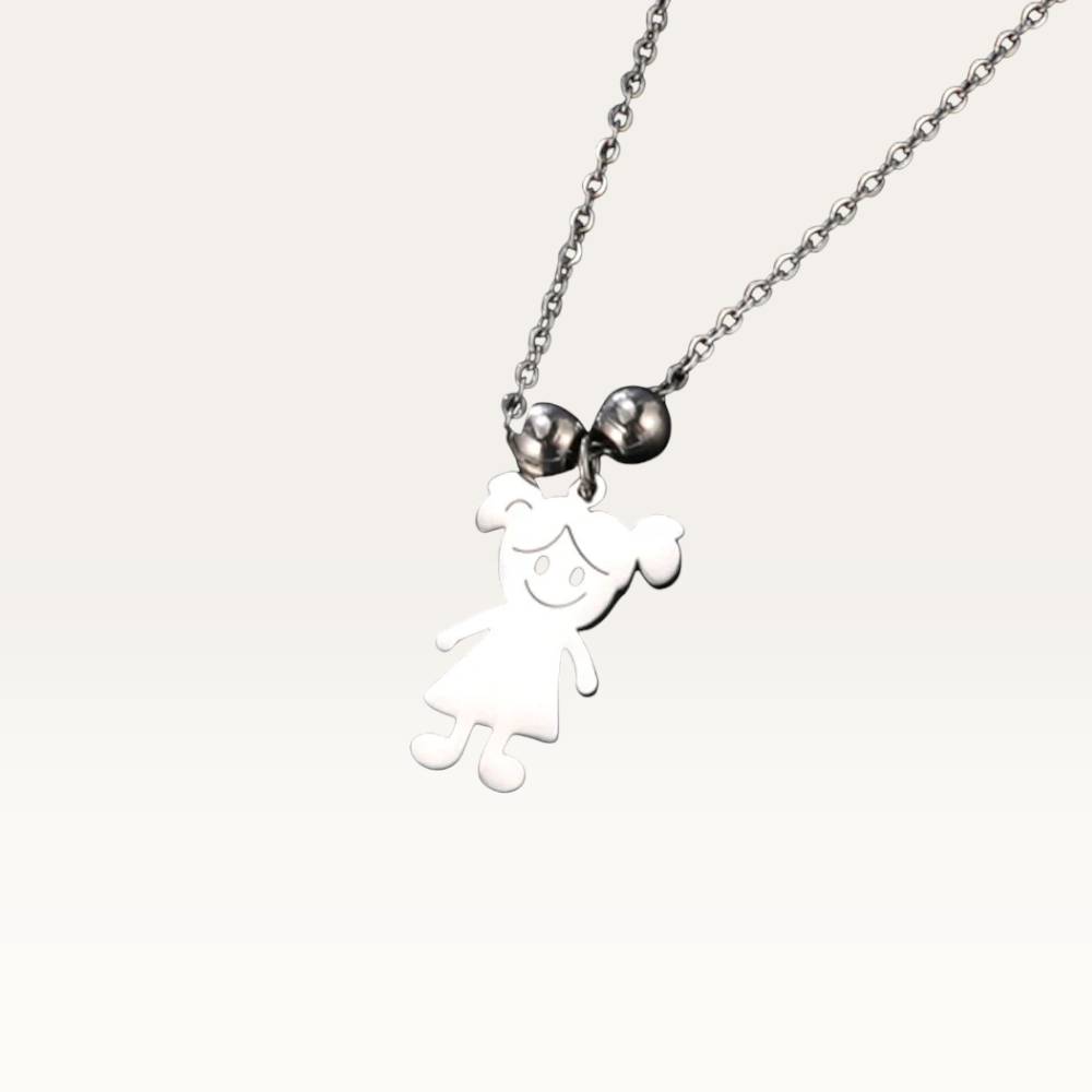 Silver necklace with a pendant on a white background