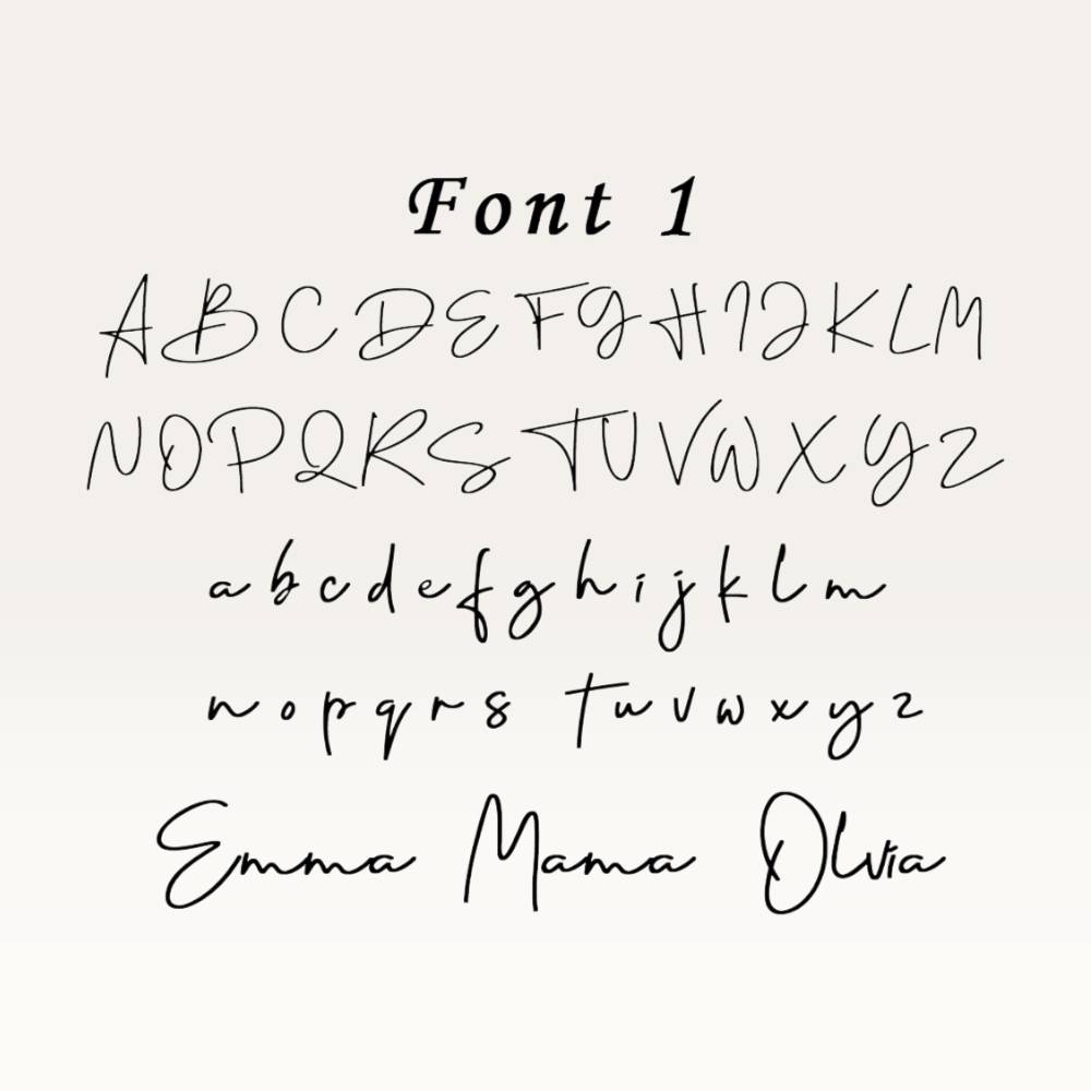 Handwritten font sample on a white background