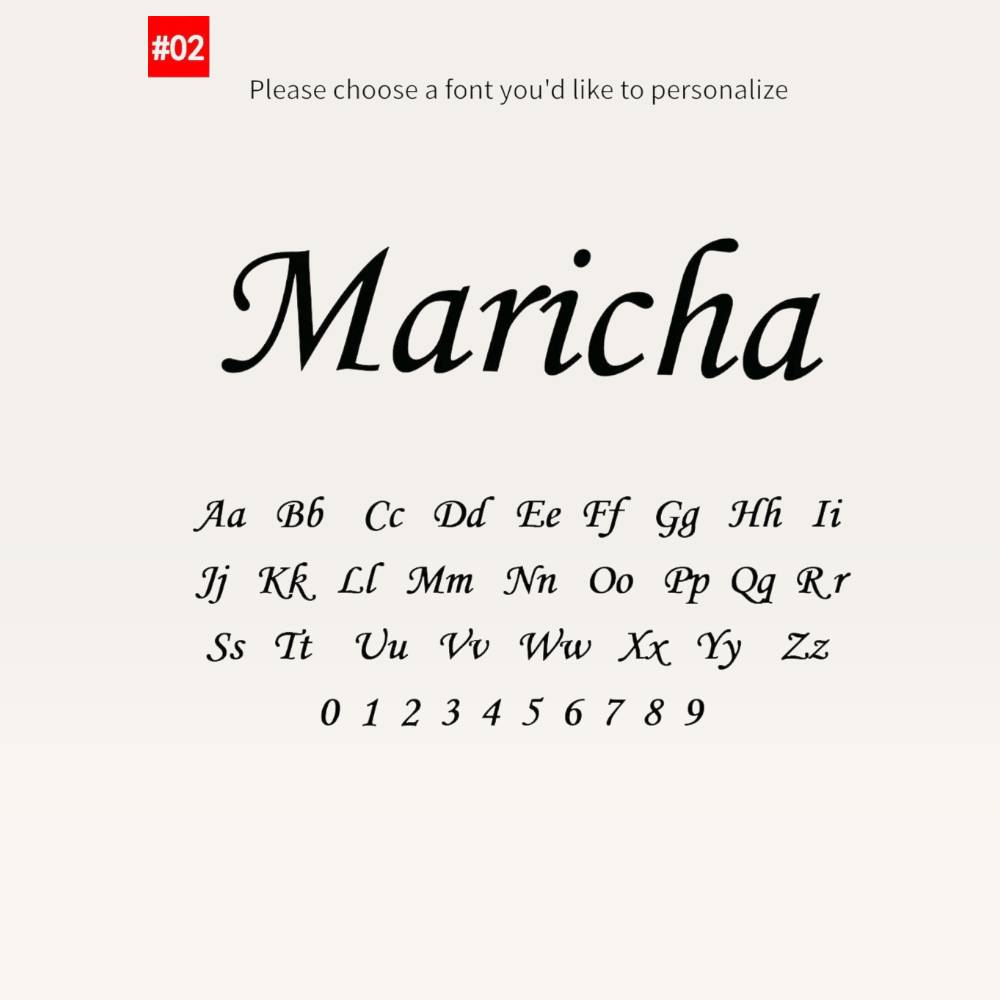 Font sample with the name 'Maricha' and its characters on a light gray background.