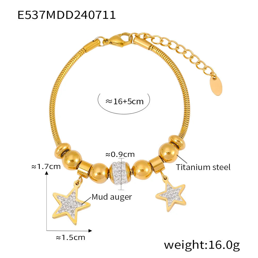 316L Stainless Steel Heart Charm Bracelets For Women 18k Gold Plated Various Pendants With Shining Zircon Women's Hand Bracelet