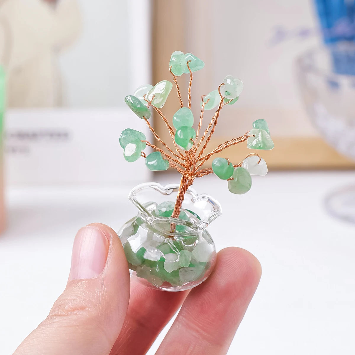1PC Natural Crystal Macadam Small Tree Reiki Healing Feng Shui Crystal Tree Artificial Bonsai Tabletop Ornaments