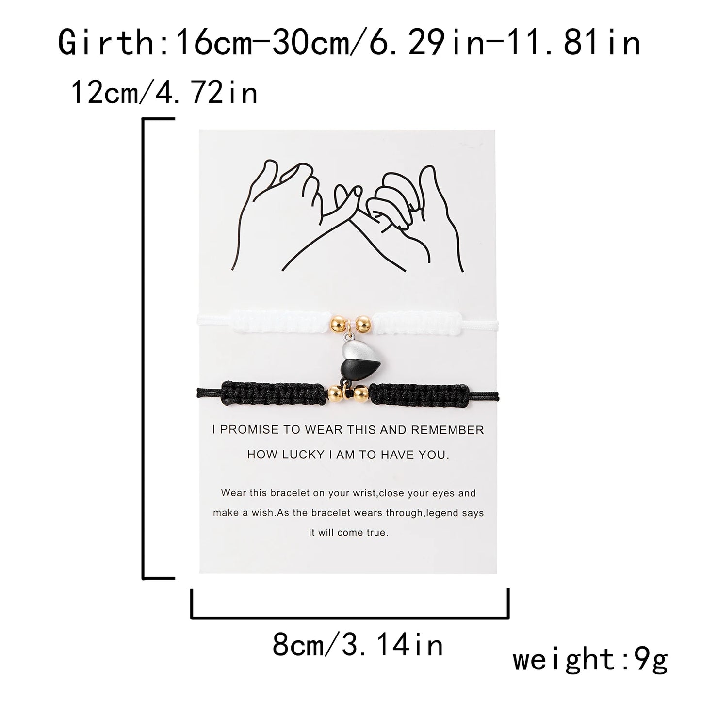 2 PCS Simple Lucky Red Rope Braided Bracelet for Women Men Romantic Heart Magnetic Couple Matching Bracelets Friendship Jewelry