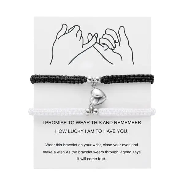 2 PCS Simple Lucky Red Rope Braided Bracelet for Women Men Romantic Heart Magnetic Couple Matching Bracelets Friendship Jewelry