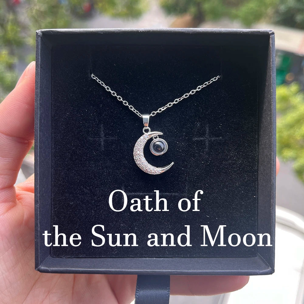 Custom Photo Projection Necklace Stainless Steel Chain Heart Flower Start Pendant DIY Picture Inside Couple Family Necklace