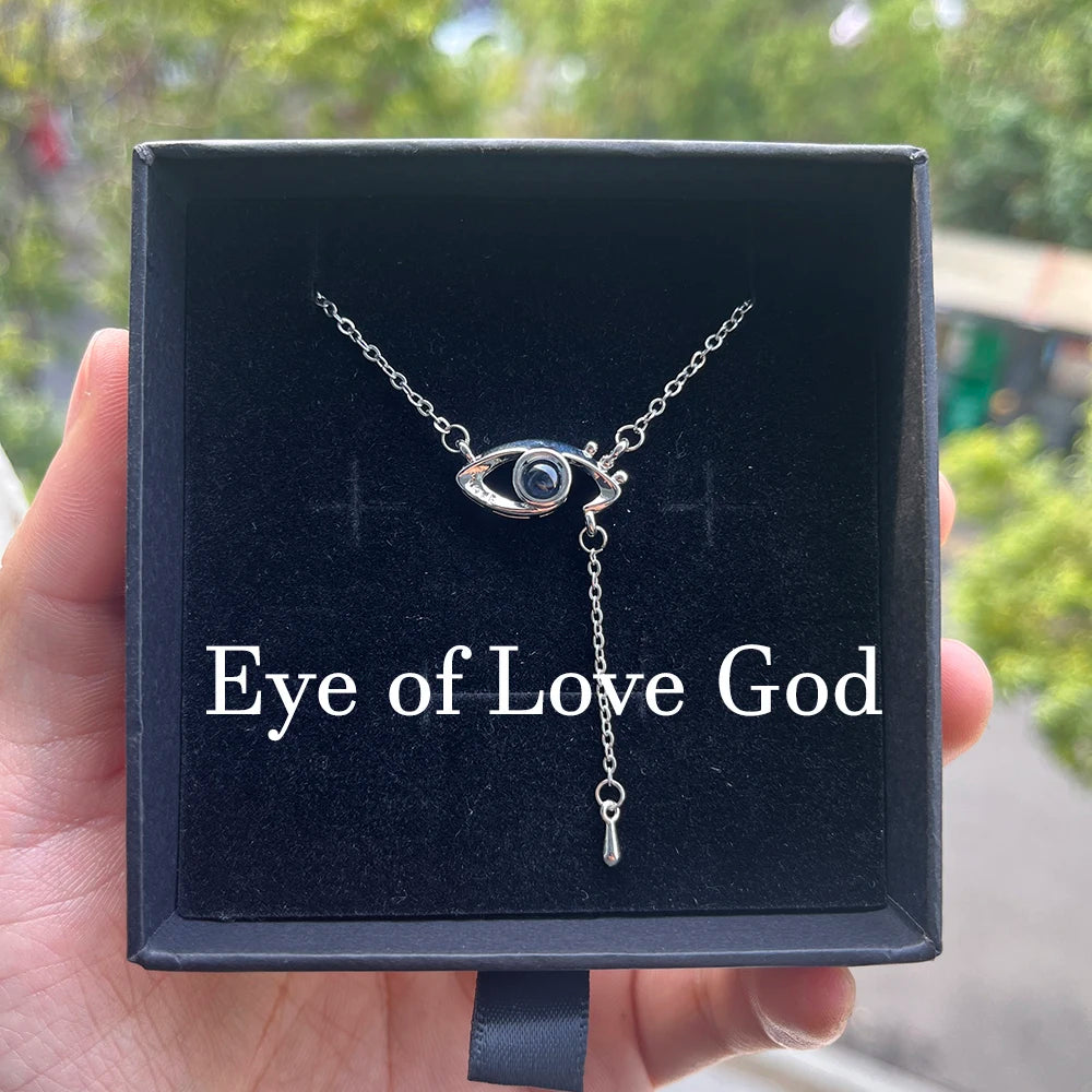 Custom Photo Projection Necklace Stainless Steel Chain Heart Flower Start Pendant DIY Picture Inside Couple Family Necklace