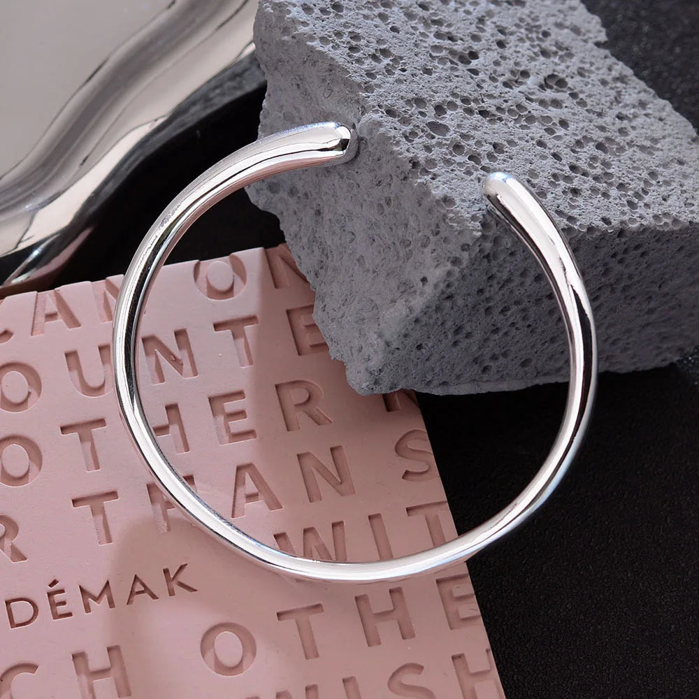 100% Solid 925 Sterling Silver Bracelet for Women Men Vintage Handmade Simple Gold Bracelet Birthday Gift